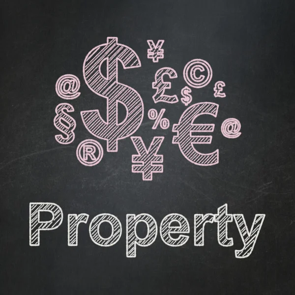 Finance concept: Finance Symbol and Property on chalkboard background