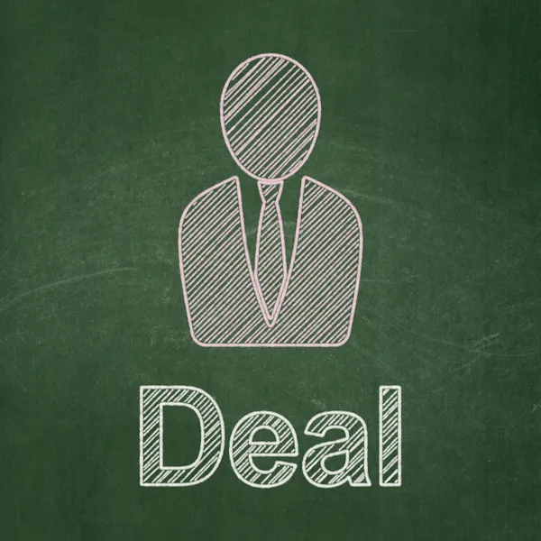 Finance concept: Business Man and Deal on chalkboard background — Stock Photo, Image