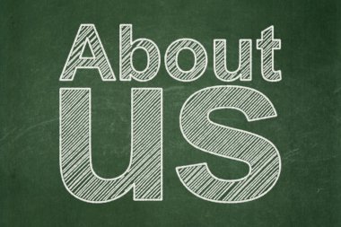 reklam kavramı: Kara tahta zemin üzerine Hakkımızda