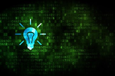 İş kavramı: ampul dijital arka plan üzerinde