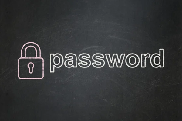 Security concept: Closed Padlock and Password on chalkboard background — Stock Photo, Image