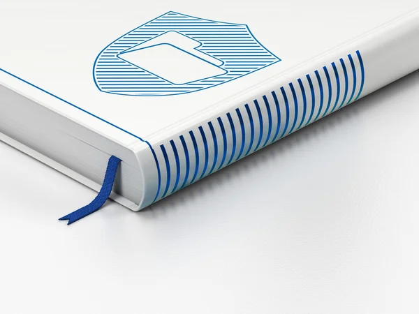 Finance concept: closed book, Folder With Shield on white background — Stock Photo, Image