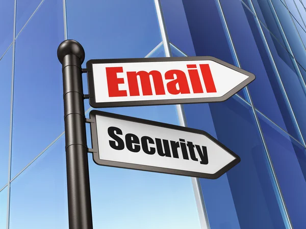 Datenschutz-Konzept: E-Mail-Sicherheit auf dem Hintergrund des Gebäudes anmelden — Stockfoto