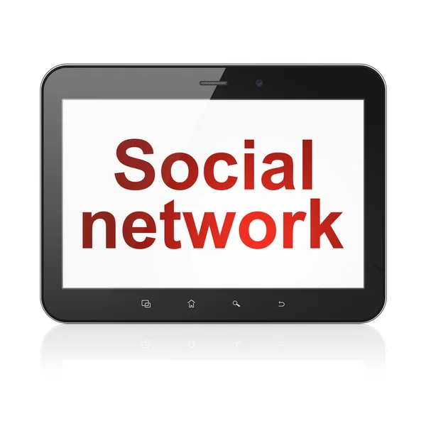 Концепция социальной сети: Социальная сеть на планшетном компьютере — стоковое фото