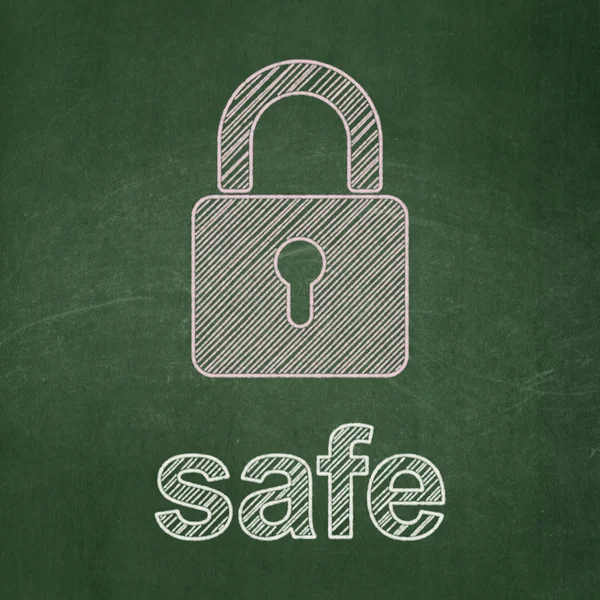 Protection concept: Closed Padlock and Safe on chalkboard background — Stock Photo, Image