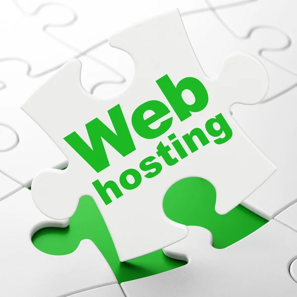 Conceito de desenvolvimento Web: Web Hosting em fundo de quebra-cabeça — Fotografia de Stock