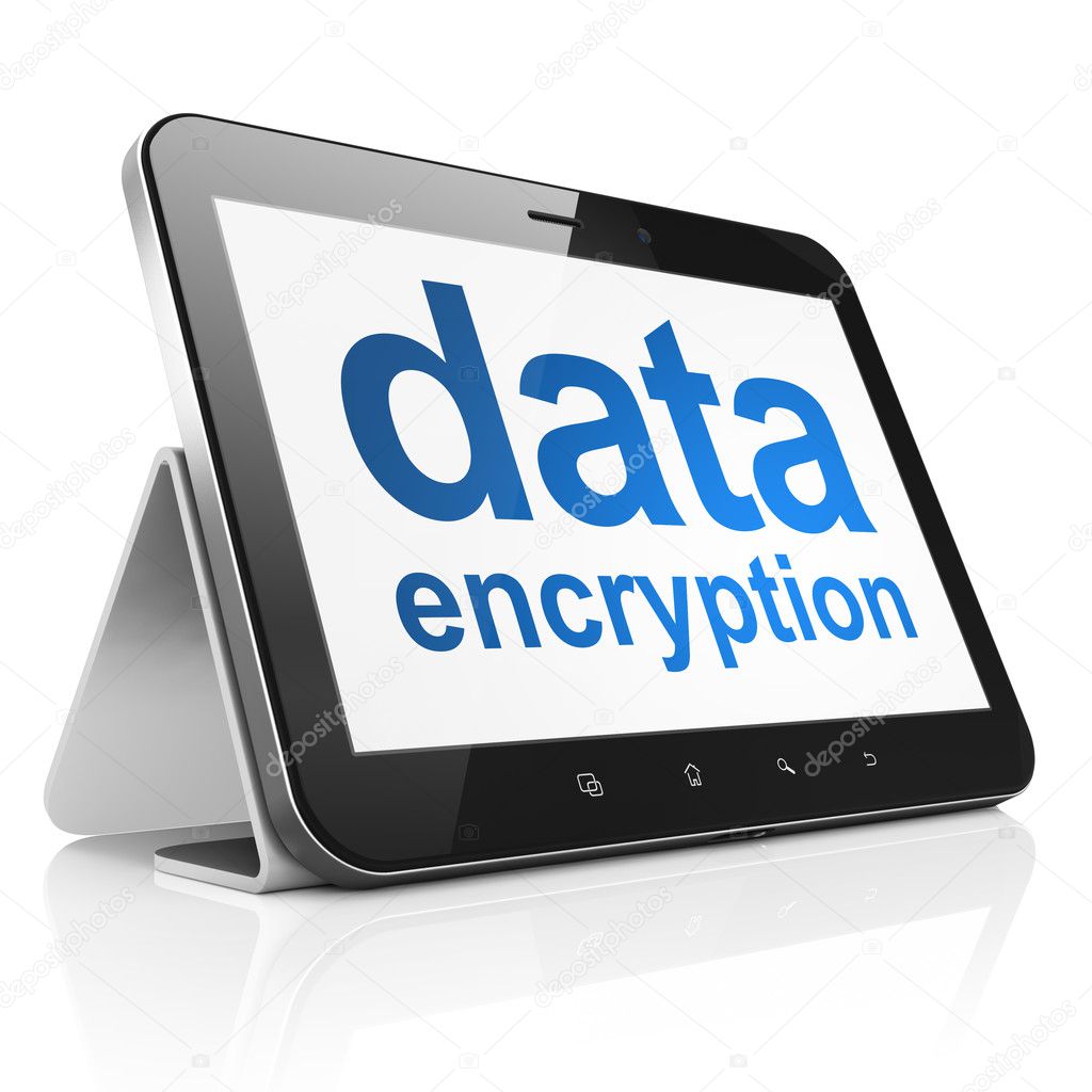 Privacy concept: Data Encryption on tablet pc computer