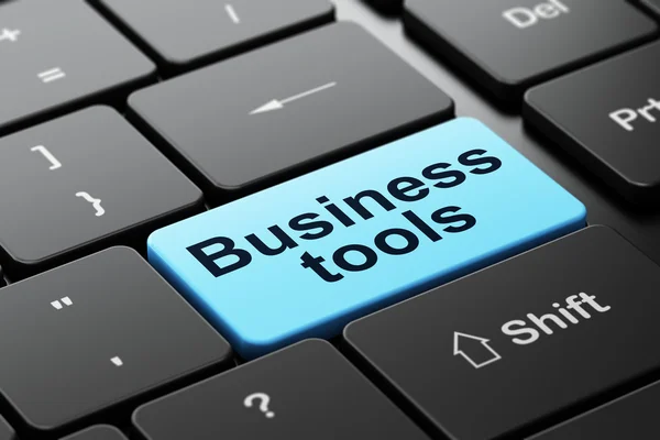 Finance concept: Business Tools on computer keyboard background — Stock Photo, Image