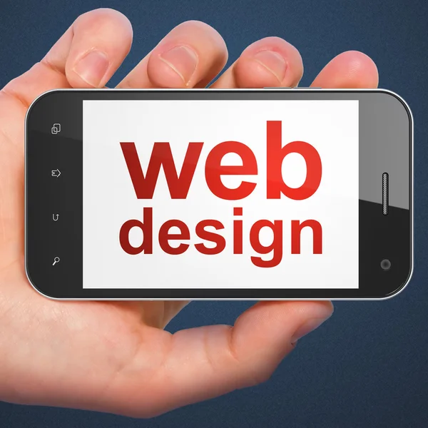 SEO web designkoncept: webbdesign på smartphone — Stockfoto