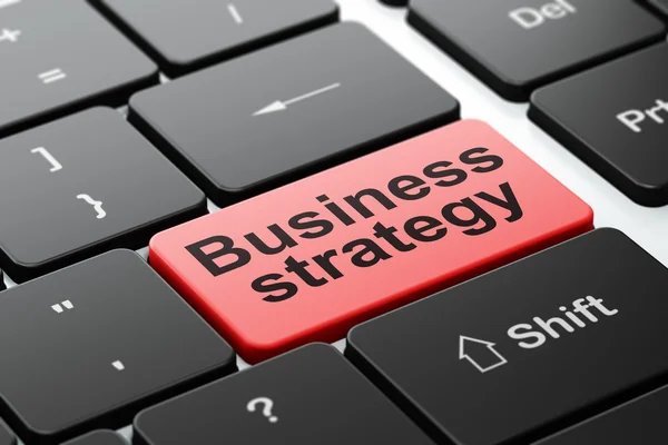 Üzleti koncepció: Üzleti stratégia számítógépes billentyűzet háttér — Stock Fotó