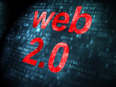 SEO web tasarım konsepti: Web 2.0 dijital arka plan üzerinde