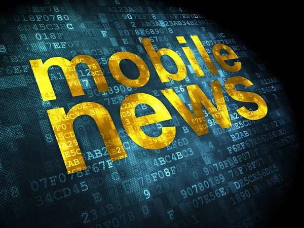 Concepto de noticias: Noticias móviles sobre fondo digital — Foto de Stock