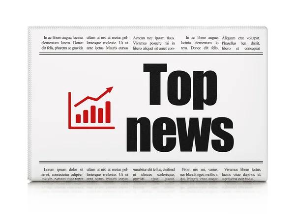 News concept: giornale con Top News e Grafico di Crescita — Foto Stock