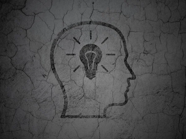 Data concept: Head With Lightbulb on grunge wall background — Stock Photo, Image