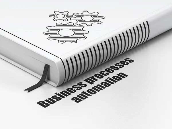 Concept d'entreprise : livre Gears, Business Processes Automatisation sur fond blanc — Photo