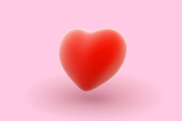 Corazón Rojo Sobre Fondo Rosa Concepto Amor Matrimonio Relaciones Románticas — Vector de stock