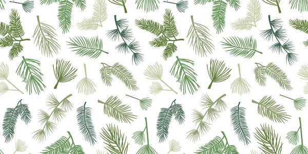 Winter Pine Spruce Vector Seamless Pattern Evergreen Plant Tree Fir — Stock Vector