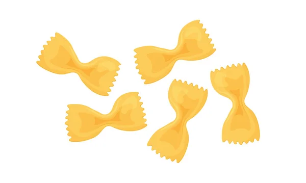 Farfalle Vector Italiaans Pasta Icoon Rauwe Noedel Geïsoleerd Witte Achtergrond — Stockvector