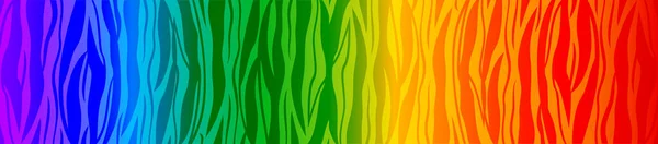 Regenboog Tijger Achtergrond Dierlijke Huid Neon Patroon Lgbt Vector Banner — Stockvector
