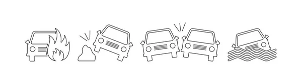 Icona Del Vettore Dell Incidente Auto Assicurazione Contro Gli Incidenti — Vettoriale Stock
