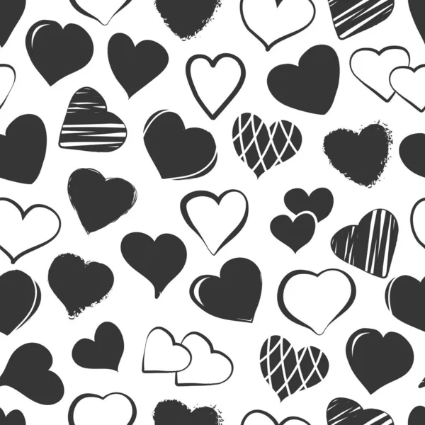 Padrão Sem Costura Coração Valentines Vetor Bonito Fundo Corações Doodle — Vetor de Stock