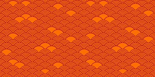 Kinesisk Vektor Sömlöst Mönster Japansk Bakgrund Orientalisk Konsistens Orange Våg — Stock vektor