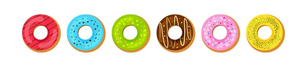 Donut Vektor Symbol Kuchen Set Süßer Donut Cartoon Glasiertes Dessert — Stockvektor