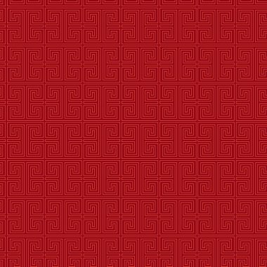 Yunan ana vektörsüz desen, Çin doğu süsü, perdeli doku, kırmızı Asya arka planı, Japon bayrağı. Soyut etnik örneklendirme