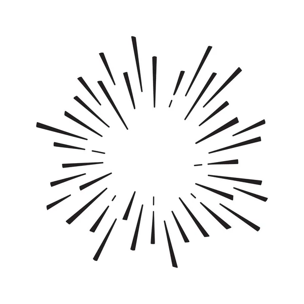 Burst Line Vector Icon Sun Drawn Vintage Circle Starburst Black — Stock Vector