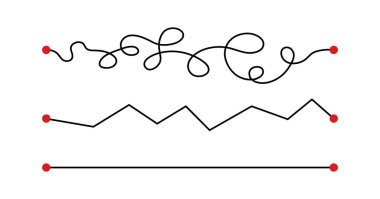 Plan B vektör konsepti, haritada A noktasından B noktasına giden yol, düz ve zor rota, meydan okuma simgesi. Planlama ve gerçeklik. Basit illüstrasyon