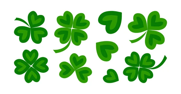 Icono Vector Verde Shamrock Trébol Cuatro Hojas Para Día Patrick — Vector de stock