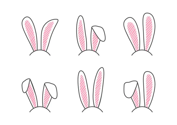 Pascua Conejo Diadema Vector Icono Doodle Conejito Máscara Conjunto Aislado — Archivo Imágenes Vectoriales