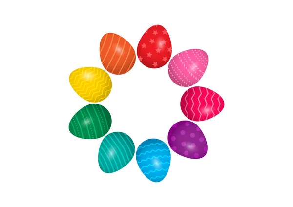 Easter Egg Rainbow Vector Circle Colorato Set Luminoso Isolato Sfondo — Vettoriale Stock