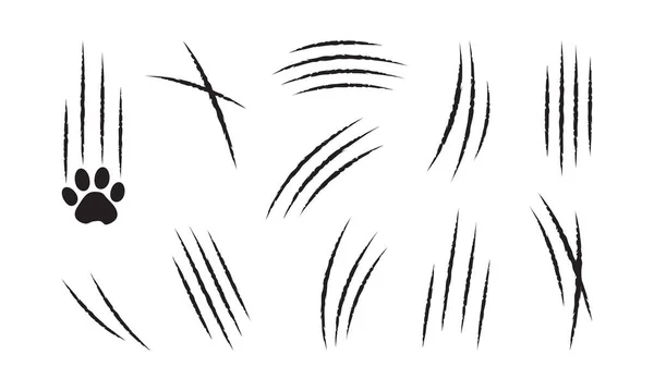 Griffe Chat Rayure Barre Oblique Vectorielle Marque Patte Noire Mis — Image vectorielle
