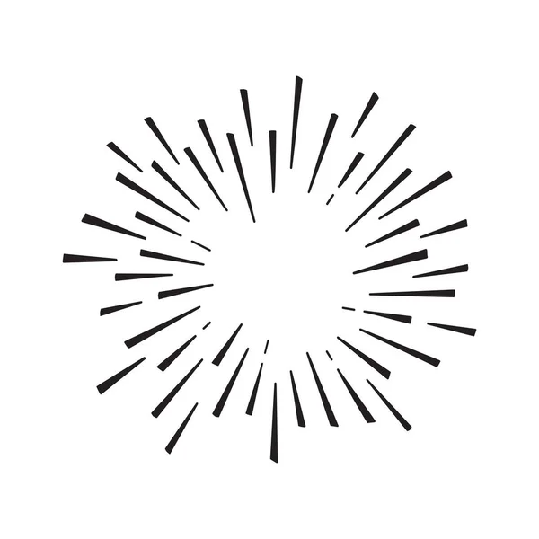 Burst Vektor Symbol Gezeichnete Sonnenlinie Stern Retro Kreis Sonnenschein Schwarzes — Stockvektor