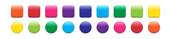 Web Vector Push Button Glossy Colorful Icon Shiny Square Circle — ストックベクタ