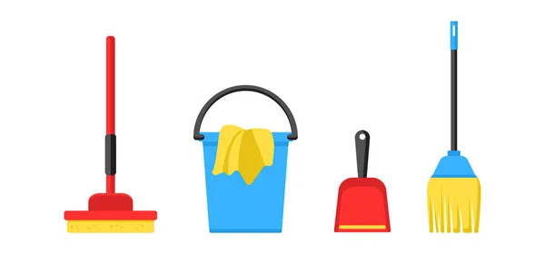 Cleaning tool vector icon, household equipment set isolated on white background. Cleaner service. Cartoon illustration