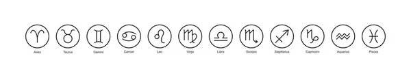 Dierenriem Teken Vector Horoscoop Icoon Astrologie Ster Symbool Twaalf Elementen — Stockvector
