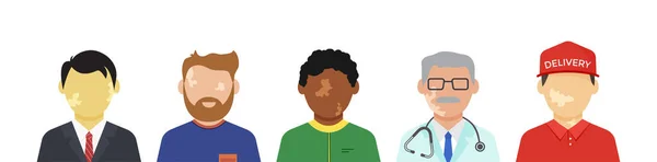 Character Vitiligo Vector Icon Pigmentation Skin Different People Portrait International — 스톡 벡터