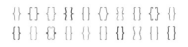 Bracket line vector icon, parenthesis different shape, black brace character doodle set isolated on white background. Quotation illustration