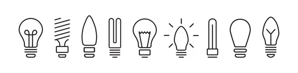 Light Bulb Vector Icon Lamp Set Outline Design Creative Idea — Stock Vector