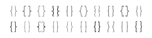 Klammerlinien Vektor Symbol Klammern Andere Form Schwarzes Klammerzeichen Doodle Isoliert — Stockvektor