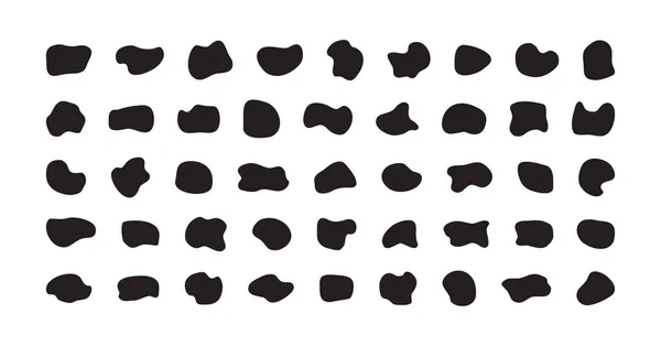 Blob Irregular Shape Random Vector Spot Black Silhouette Set Isolated — Vector de stock