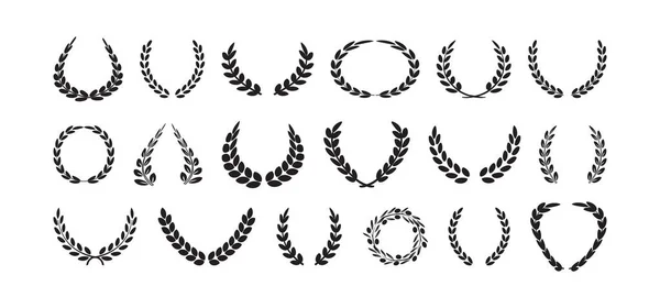 Laurel Crown Wreath Olive Leaf Branch Vector Set Award Winner — Stockvektor