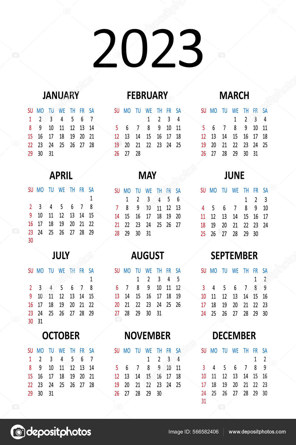 Calendar 2023 Vector Art Stock Images | Depositphotos