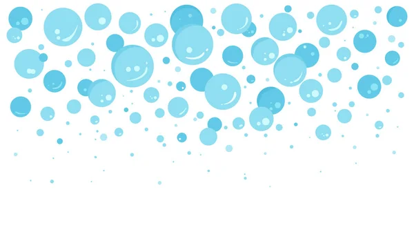 Blue Bubble Falling Vector Soap Background Carbonated Border Abstract Suds — Vetor de Stock