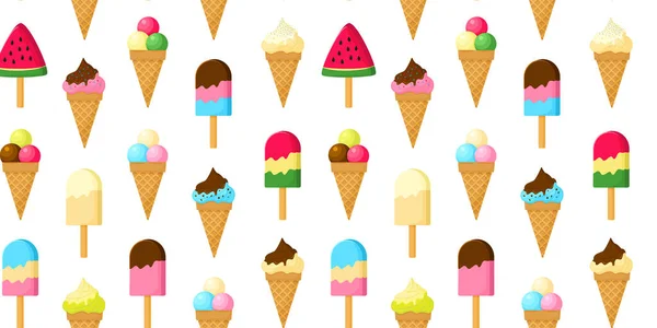 Helado Sin Costuras Patrón Vector Lindo Fondo Verano Cono Helado — Archivo Imágenes Vectoriales