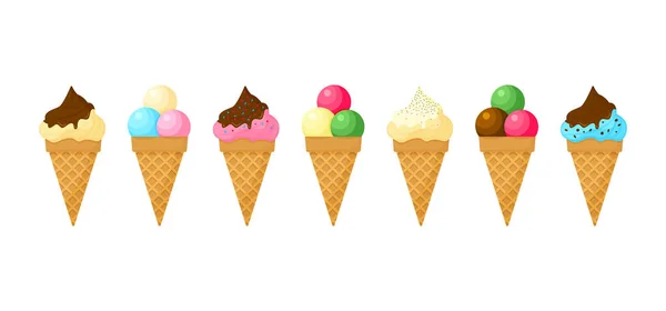 Ice Cream Lolly Vector Icon Waffle Cone Ice Cream Scoop — ストックベクタ