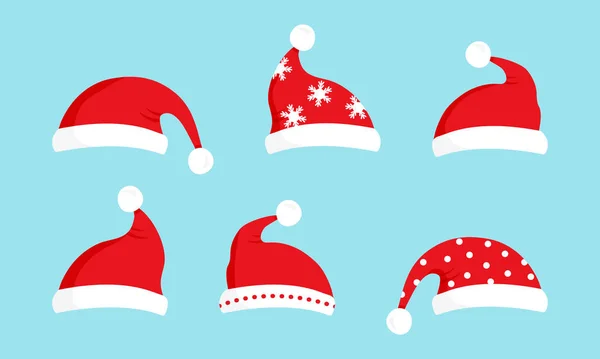 Santa Claus Red Hat Christmas Vector Icon New Year Costume — Stok Vektör