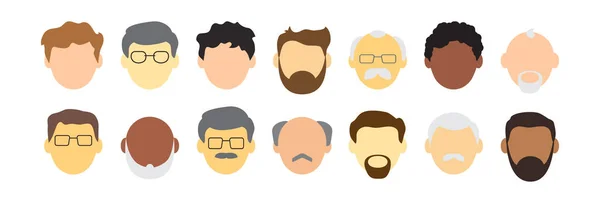 Face Old Man Vector Icon Cartoon Avatar People Character Diverse — ストックベクタ